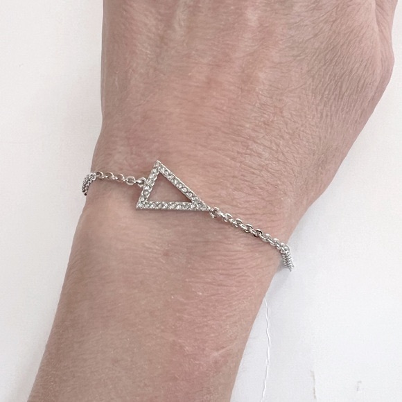 NWT Juicy Couture Pave Crystal Open Triangle Silver Tone Bracelet - Picture 7 of 15